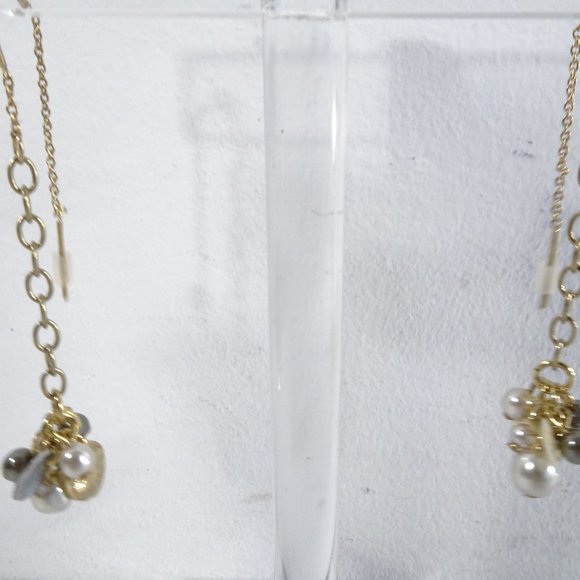 Banana Republic Metallic Bead Drop Threader Earrings NWT 45 - Picture 6 of 7